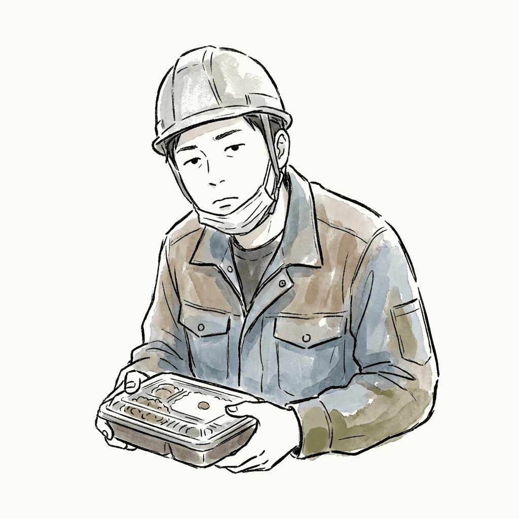 コンビニ飯に飽きた作業員